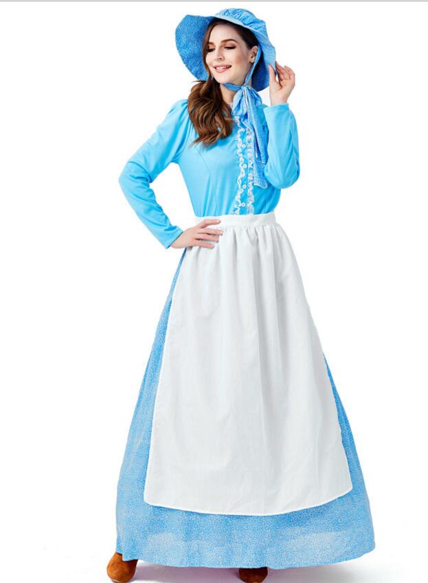 F1958 Women Pioneer Dress Colonial Prairie Costume Fancy Dress